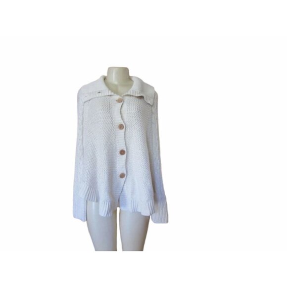 UGG Australia Womens Cream Knit Button-Up Cape Sweater XS/S - Picture 3 of 14